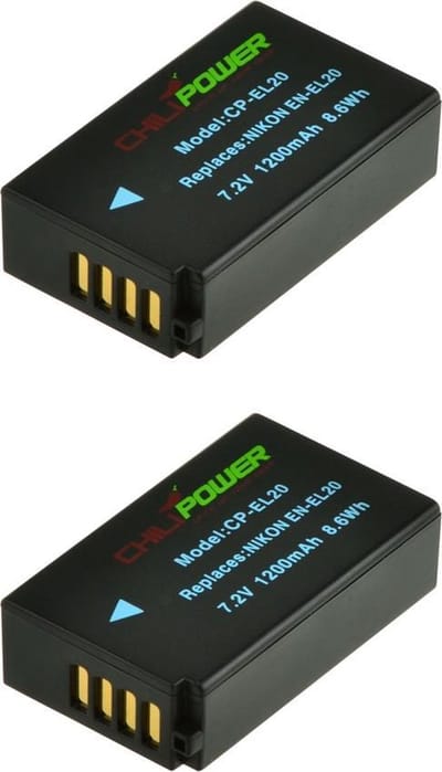 ChiliPower EN-EL20 accu voor Nikon - 1200mAh - 2-Pack
