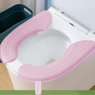 Tapis de Toilette Imperméable pour Toutes les Saisons Coussin de Siège de Toilette Portable Couvercle de Siège de Toilette Épais en EVA Accessoires de Salle de Bain rose
