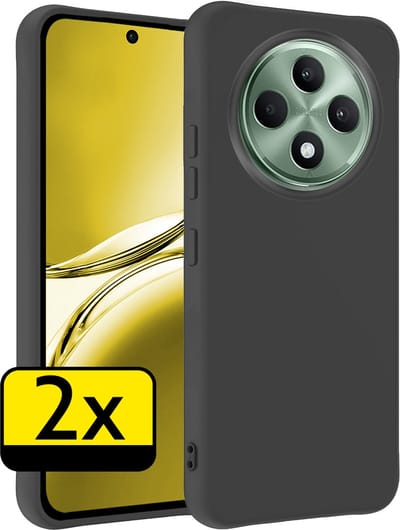 Hoesje - 2 Stuks - Geschikt voor Oppo Reno 12 F - Sterk & Shockproof - Case Siliconen - Back Cover - Telefoon Hoes - Telefoonhoesjes - Zwart