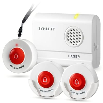 Draadloze Pager - Noodknoppen Systeem - Thuiszorg Meldingen - 3 SOS Knoppen - 150m Bereik - Wit