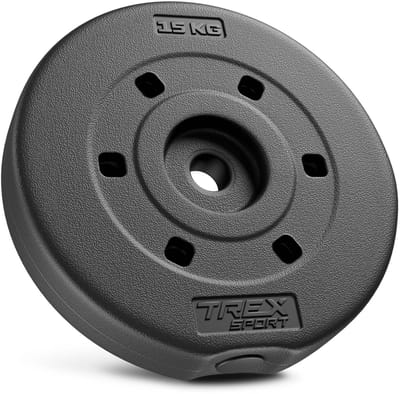 Trex Sport TX-015HS – Halterschijven Set 15 kg – Bitumen – Ø 27 mm boring – 1×15 kg – Voor Krachttraining – Geruisloos & Veilig Bitumen – 1 stuk