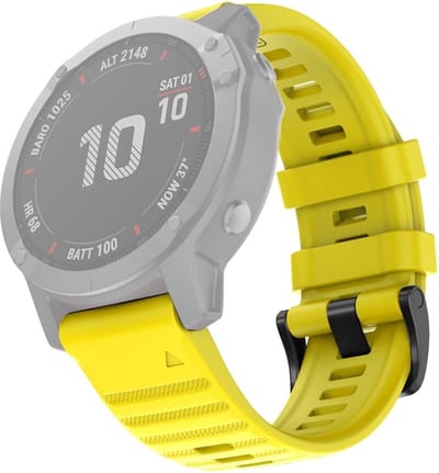 Siliconen bandje - geschikt voor Garmin Fenix 3 / 5X / 5X Plus / 6X / 6X Pro / 7X / 7X Pro / 8 (51 mm) / Quatix 3 / 6X / Tactix (7) / Enduro (2) / Descent Mk1 / Mk2(i) / Mk3i 51 mm / D2 / Delta PX / Mach 1 Pro / Epix Pro Gen 2 51 mm - geel