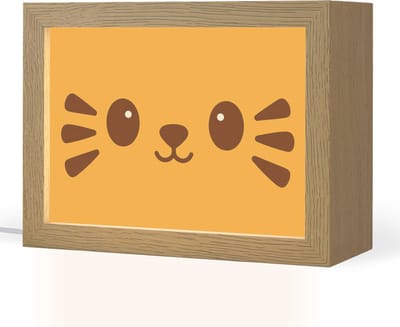 Nachtlampje 20x15 cm - Kinder lampje - Kat - Simplistisch - Oranje - Vrolijk - Tafellamp kinderkamer - Slaapkamer lamp - Bedlamp kinderen - Kinderlampje stopcontact - Wandlamp babykamer - Nachtlampjes