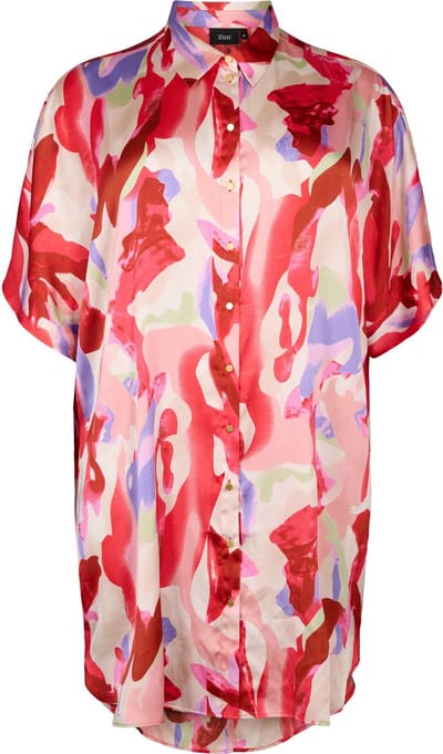 ZIZZI MFANTOM, 1/2, LONG SHIRT Dames Blouse - Red - Maat S (42-44)