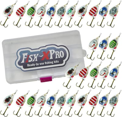 Fish-Xpro Spinner set 31-Delig - Roofvissen - Spinnerset - Blinker set - Kunstaas - incl. Tacklebox