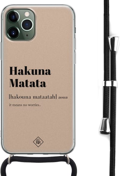 Casimoda® hoesje met koord - Geschikt voor iPhone 11 Pro - Hakuna Matata - Afneembaar koord - Siliconen/TPU - Multi