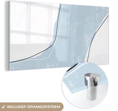 MuchoWow® Glasschilderij 40x20 cm - Schilderij acrylglas - Blauw - Minimalisme - Abstract - Foto op glas - Schilderijen