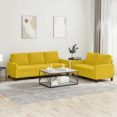 vidaXL - 2-delige - Loungeset - met - kussens - fluweel - geel