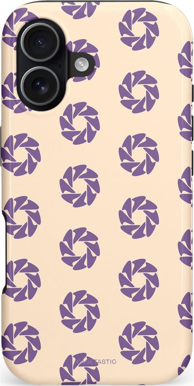 Casetastic hoesje geschikt voor Apple iPhone 17 - MagSafe - Dubbellaagse bescherming - Paarse Cirkels op het Zand - Fashion Case - Crème Lavendel Zilver