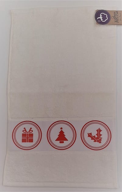 EIZOOK Kerstdagen-Feestdagen-Gasten-Handdoek-30x50-Wit-Cadeau-Kerstboom-Hulst