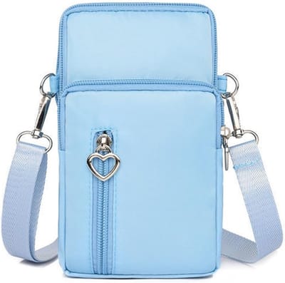 Dames Schoudertas van Nylon met Verstelbare Schouderband - Multifunctionele Telefoon- en Portemonnee Tas voor Dagelijks Gebruik en Korte Reis - Blauw