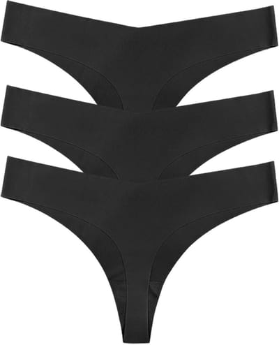 Seamless Dames Thongs 3-Pack - Onzichtbare Ondergoed met Comfortabele Stretch en Zachte Pasvorm (Zwart, M)