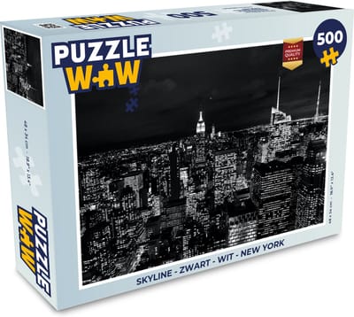 Puzzel Skyline - Zwart - Wit - New York - Amerika - Legpuzzel - Puzzel 500 stukjes