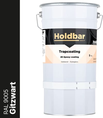 Holdbar Trapcoating Gitzwart (RAL 9005) 5 kg - Trapverf - Slijtvast - Trap Verven - Gemakkelijk Schoonmaken - Bestand tegen zware belastingen