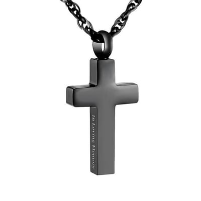 Dutch Duvall | Kruis zwart | Ashanger met ketting Zwart kruis | RVS kruis zwart van kleur | with me always