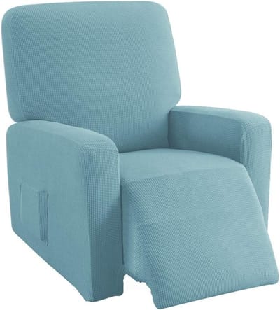 Jacquard Recliner Cover - Stretchbare Bescherming voor Relaxfauteuil, Compleet Elastische Hoes voor TV Fauteuil, Comfortabele Zitbescherming (Denim Blauw)
