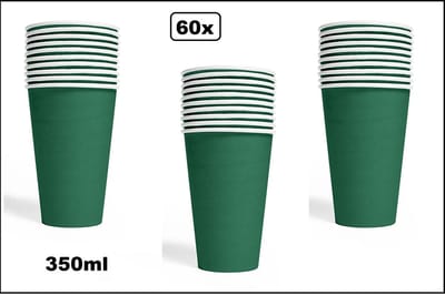 60x Mega beker groen karton 350ml - Drinken drank limonade