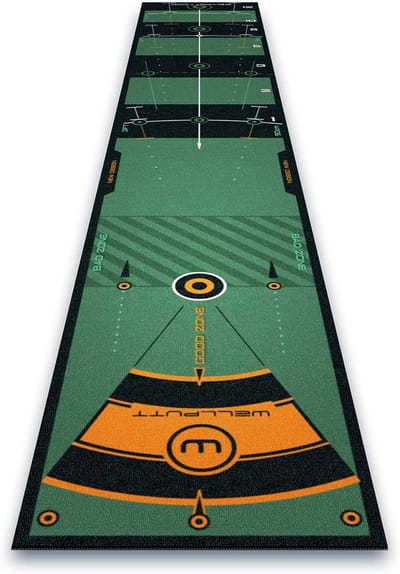 Puttingmat - Golf Puttingmat - 4 Meter - Luxe Golfoefenmat - Professionele Putting Green voor Binnen - 3 Meter Putting Area - Met Trainingsrichtlijnen - Visuele Hulplijnen - Indoor Golf Training - Snelheid & Controle - Groen - 4m