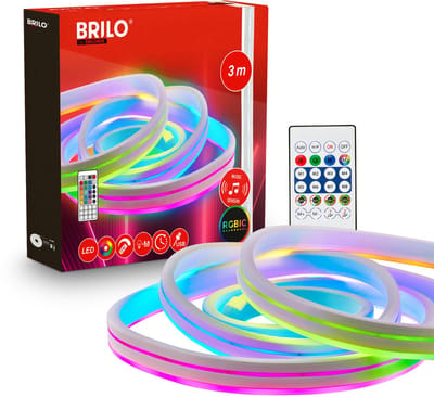 BRILONER - LED Strip - 3 meter - RGBWIC kleurwisseling - met afstandsbediening - neon verlichting - wit - gaming - voor woonkamer