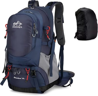 E-Shop4u® - 50L Outdoor Rugzak - Wandelrugzak Hiking Backpack - met Nylon, Waterdicht, Regenhoes, Ademend Rugpand, Lichtgewicht - voor Hiking - Blauw