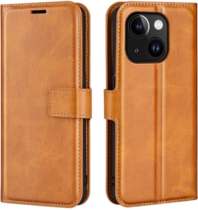 Coverup Hoesje - Geschikt voor iPhone 15 Hoesje - Coverup Deluxe Book Case - Bruin