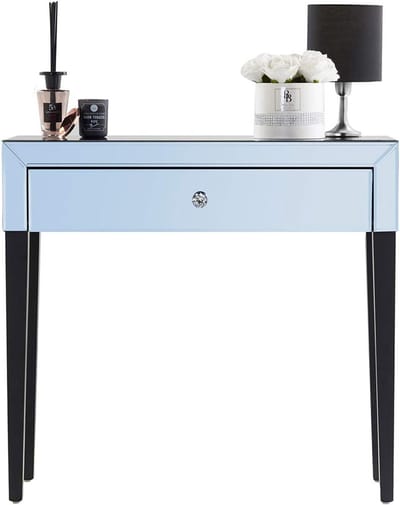 Spiegel Kaptafel - Kaptafel met spiegel - Slaapkamer Make-up - Kristalhandvat - 80x75x35 cm - Grijs