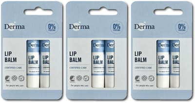Derma Family Lip Balm - Parfumvrij - verzorgt Droge en Gesprongen lippen - Hypoallergeen- 3 x 2st pack
