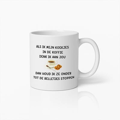 Grappige Koffiemok met Koekjes Quote – Humoristisch Cadeau Beker voor Koffieliefhebbers en Vrienden
