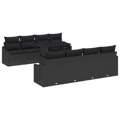vidaXL - Tuinbank - Set - 7 - st - Zwart - poly - rattan