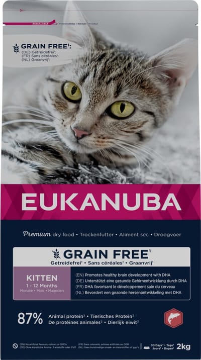 4x Eukanuba Kat Kitten Graanvrij Zalm 2 kg