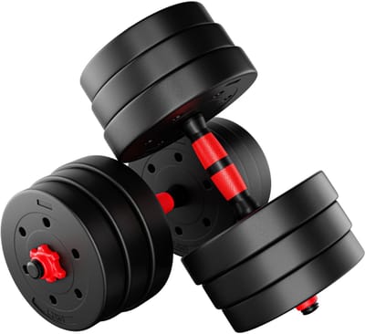 Athler Lion 20 Set van Verstelbare Gewichten – Hantels en Stang, Tot 20 kg, Antislip Handgrepen, Compact en Duurzaam