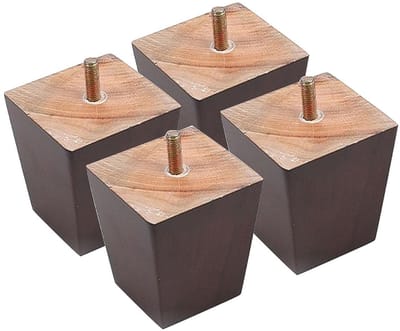 Dailygoods- Meubelpoten Set van 4 - Massief Houten Meubelpoten - Bankpoten 10 cm - Verstelbaar - Bruin - Sterk Draagvermogen - Houten Poten
