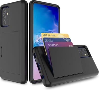 Smartphonica Samsung Galaxy A72 hoesje sterk TPU met pashouder - Zwart geschikt voor Samsung Galaxy A72
