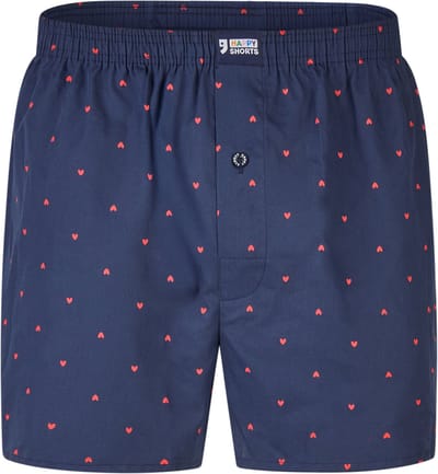 Happy Shorts Wijde Boxershort Heren Met Kleine Rode Hartjes - Maat M