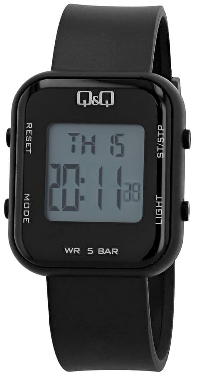 Q&Q model m207j001y-(sport) horloge -digitaal -stopwatch-datum-5 atm waterdicht
