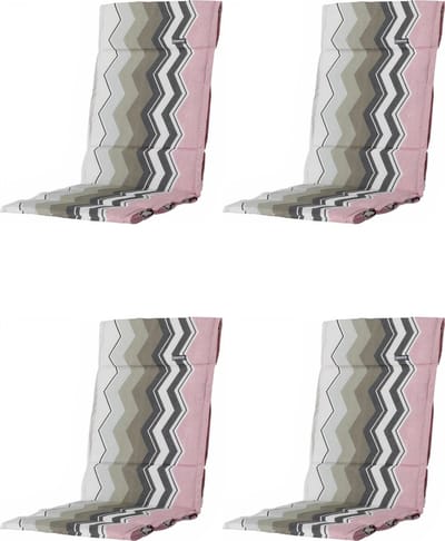 Madison - Tuinkussen - 4st. - Universeel - Hoge Rug - Chris Pink - 123x50cm - Roze - Tuinstoelkussen - Standenstoel kussen voor Textilenen tuinstoel
