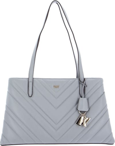 DKNY Leren Schoudertas Madison Tote Bag Grey Melange Lichtgrijs