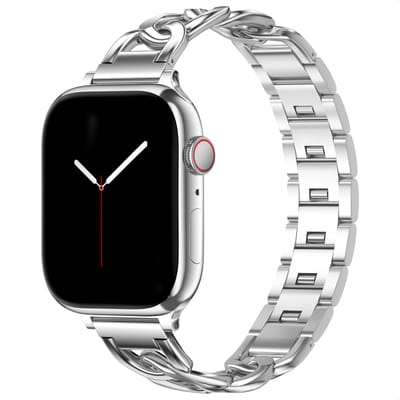 Chain bandje - Geschikt voor Apple Watch 1, 2, 3, 4, 5, 6, 7, 8, 9, 10, 11 (42 mm), SE - 38/40/41 mm - Zilver