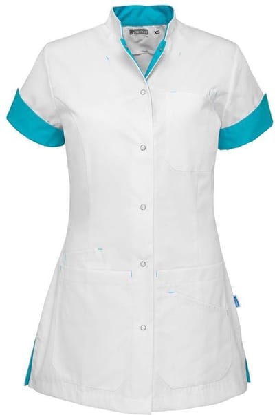 De Berkel zorgjas Livia-wit/turkoois-XS (B3777326884XS)