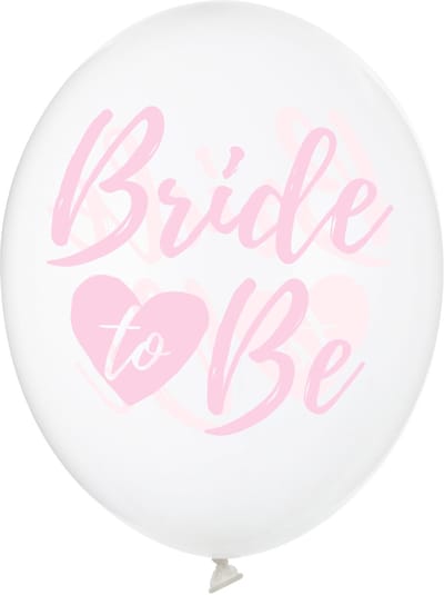 PARTYDECO - 6 transparante "Bride to be" ballonnen roze 30 cm vrijgezellenfeest decoratie