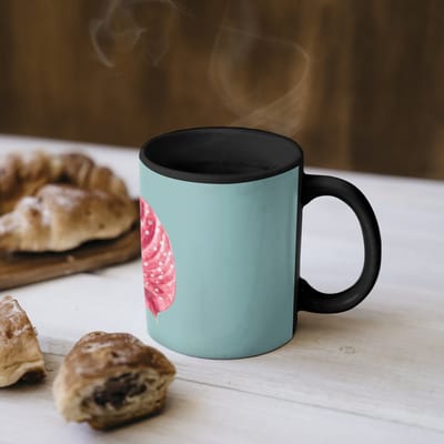Magische Mok - Foto op Warmte Mokken - Koffiemok - Blad - Anthurium - Stippen - Roze - Magic Mok - Beker - 350 ML - Theemok