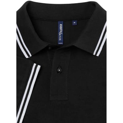 Asquith & Fox Heren Klassiek Fit getipt Poloshirt (Zwart/Wit)