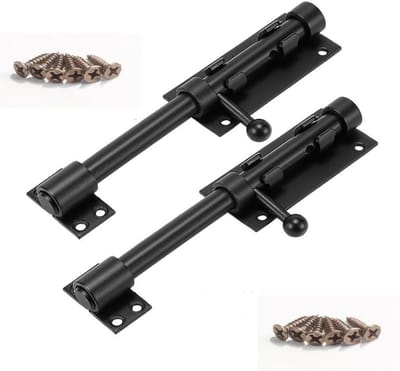 KZQ Heavy Duty RVS schuifdeurgrendel - met gat voor hangslot, antidiefstal, kan links of rechts worden gemonteerd - Binnendeurbeveiligingsslot - 12,5 x 3,5 cm - Zwart