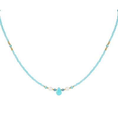 Yehwang Ketting Kralen Lover goud blauw