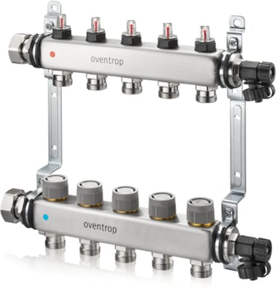 OVENTROP Verwarmingscircuitverdeler Multidis SFQ met Q-Tech met geïntegreerde doorstroomindicatoren in de aanvoer, 3 circuits, 1404953