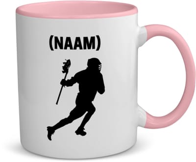 Akyol - lacrosse met eigen naam koffiemok - theemok - roze - Sport - lacrosse - sport - 350 ML inhoud