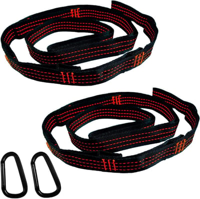 Set van 2 Hangtouwen voor Hangmatten met 2 Haken, Ideaal voor Kamperen en Buitenactiviteiten, Max. 300 kg Draagvermogen, 2 m x 2.5 cm