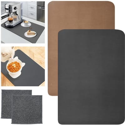 Dailygoods- Afdruipmat 2 Stuks - Sneldrogend - Antislip Rubber - Kiezelgoer Onderlegger - 40 x 30 cm - Absorberend en Beschermend - Afwasmat