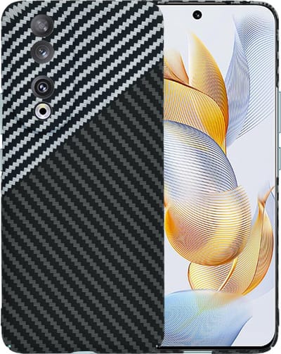 Hoesje geschikt voor HONOR 90 - Techsuit Carbonite FiberShell Carbon Back Cover - Wit/Zwart