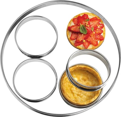 Ronde Dubbelgerolde Taartringen Set van 5 - Gietvormen voor Taarten en Desserts